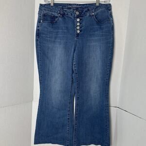 Lane Bryant Women’s Jeans Size 18 Blue Flare Leg Button Fly Stretch Denim Y2K